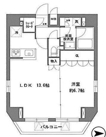 ラ・ヴィータ新御徒町(1LDK/8階)の間取り写真
