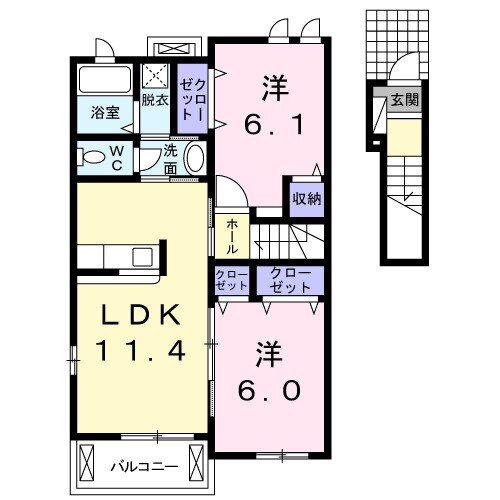 フォーリーフ(2LDK/2階)の間取り写真