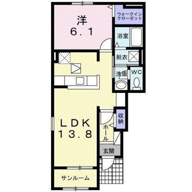 サニーサイトS(1LDK/1階)の間取り写真