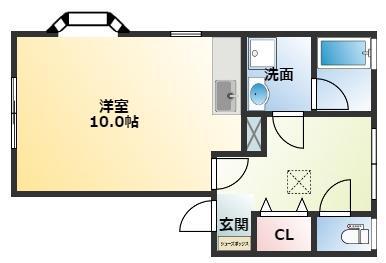 レスポワールNO.3(ワンルーム/1階)の間取り写真