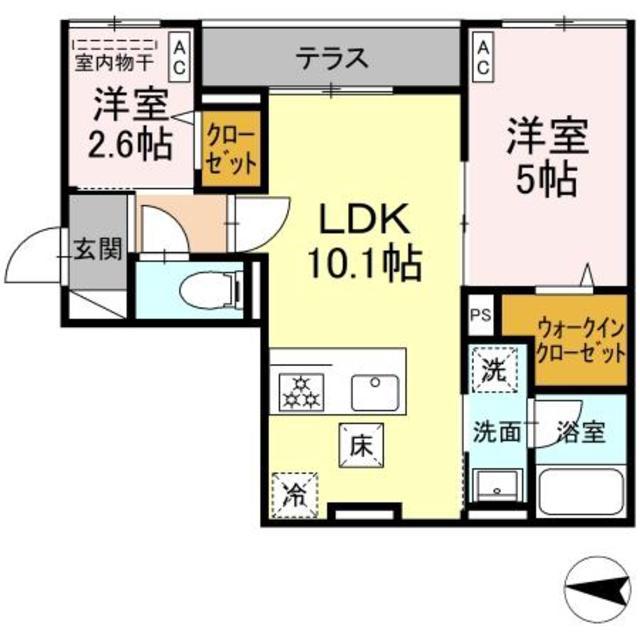 セレスティア柴又II(2LDK/1階)の間取り写真