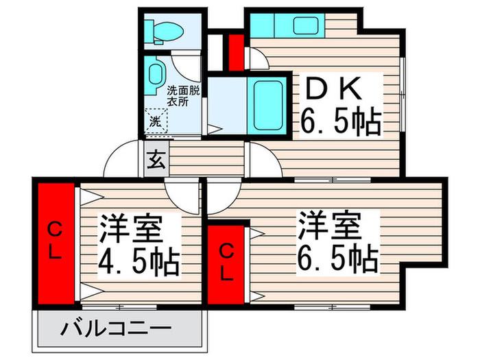 ベルメール西新井I(2DK/2階)の間取り写真