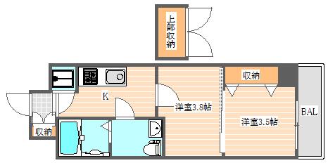 NO.67 BENEFIT 21 博多(2K/12階)の間取り写真