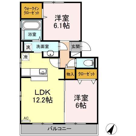 ファミール薊(2LDK/3階)の間取り写真