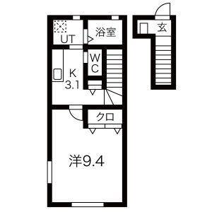 コンフォートグレイス B(1K/2階)の間取り写真