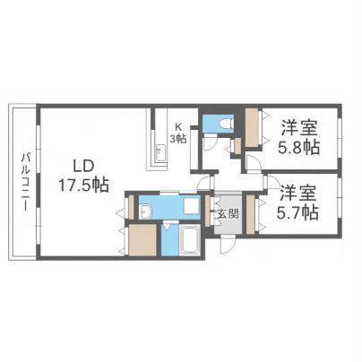 ファミール東苗穂(2LDK/3階)の間取り写真