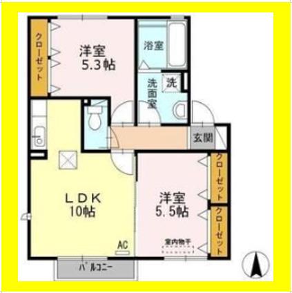 CASA VERDE(2LDK/1階)の間取り写真