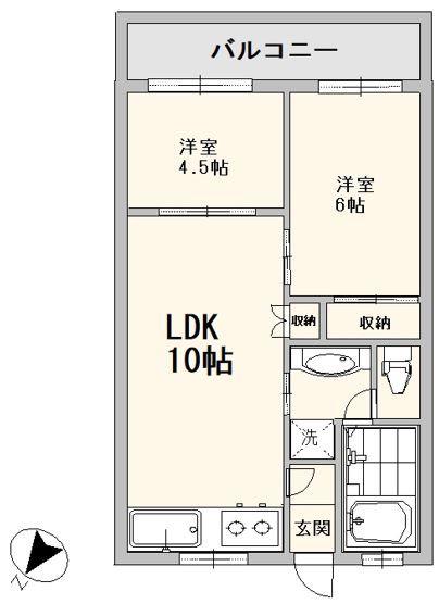 シャンボール荻窪(2LDK/8階)の間取り写真