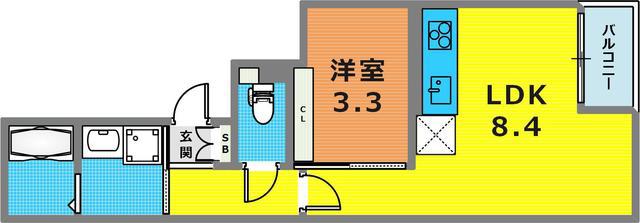C-GRID脇浜(1LDK/3階)の間取り写真