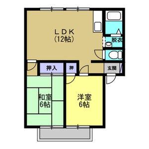 サンビレッジ住吉 A(2LDK/1階)の間取り写真