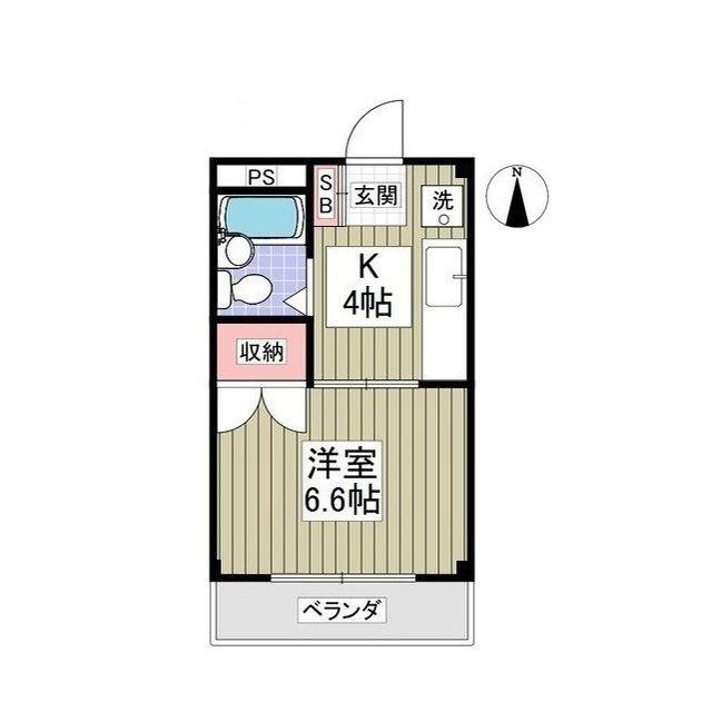 クーノス北坂戸(1K/1階)の間取り写真