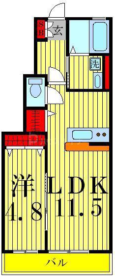 カーサフェリス(1LDK/1階)の間取り写真