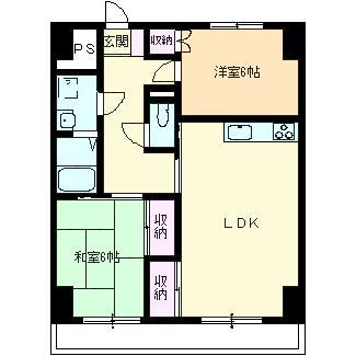 マンション山本 参番館(2LDK/7階)の間取り写真