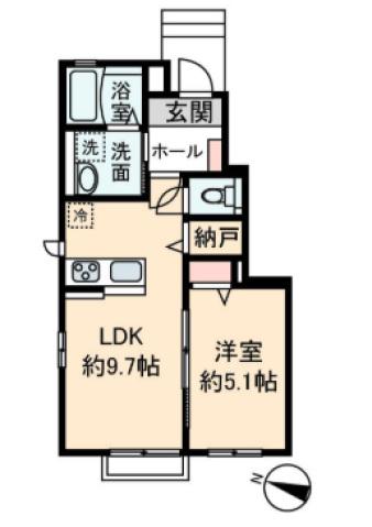 ガーデン ラピス(1LDK/1階)の間取り写真