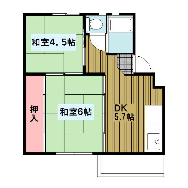 辻堂海岸 9号棟(2DK/4階)の間取り写真