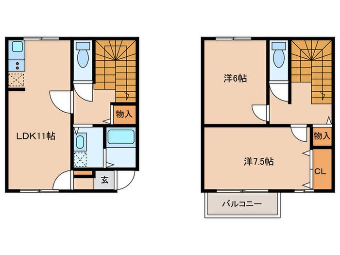 コーポ春山(2LDK/1階)の間取り写真