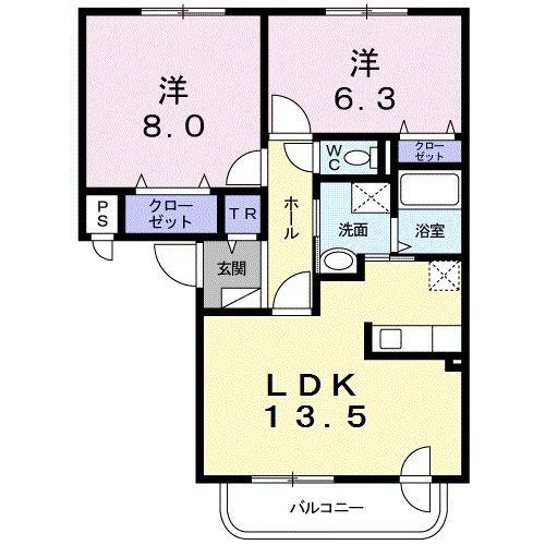 セレーノ大雪通(2LDK/1階)の間取り写真