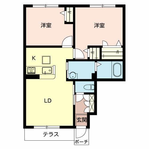 ラポール新野辺(2LDK/1階)の間取り写真