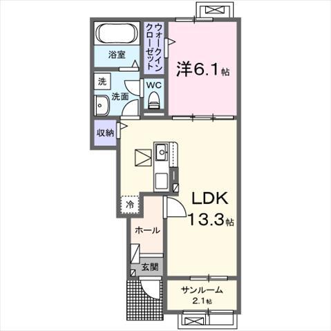 ルーチェ エー(1LDK/1階)の間取り写真