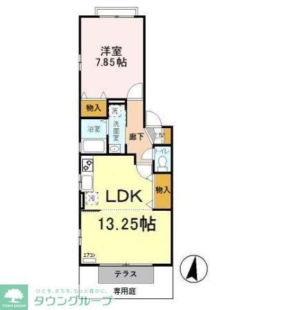 エスポワールII(1LDK/1階)の間取り写真