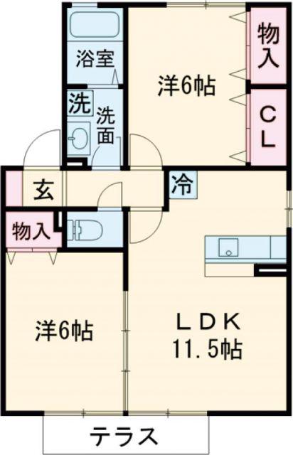 ガーデンハイツ都(2LDK/1階)の間取り写真