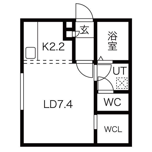 ECOFLATS中島公園(1K/2階)の間取り写真