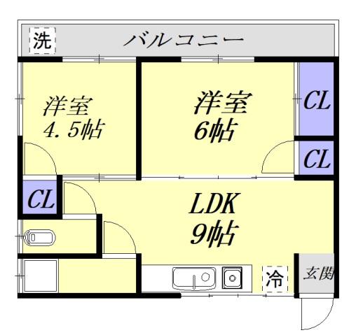 島アパート(2LDK/2階)の間取り写真