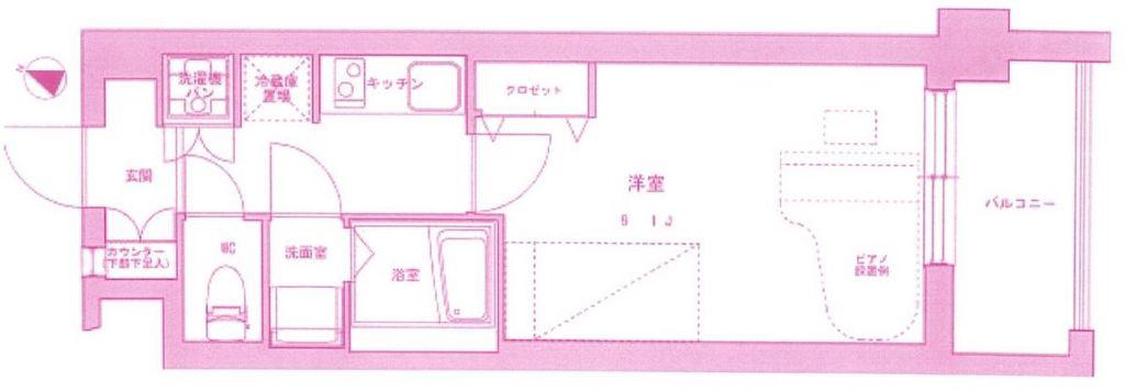 ミュージション武蔵中原(1K/4階)の間取り写真