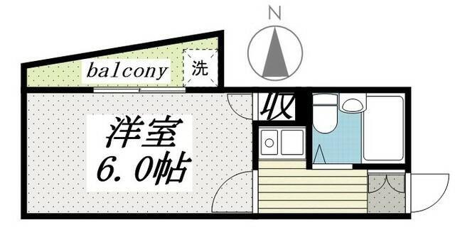 ブランカ下高井戸(1K/1階)の間取り写真
