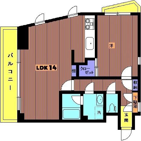 ショオマン若林(1LDK/2階)の間取り写真