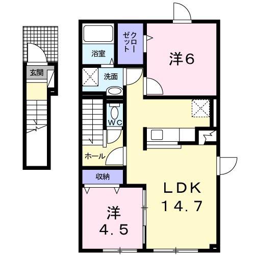 ティアモ(2LDK/2階)の間取り写真