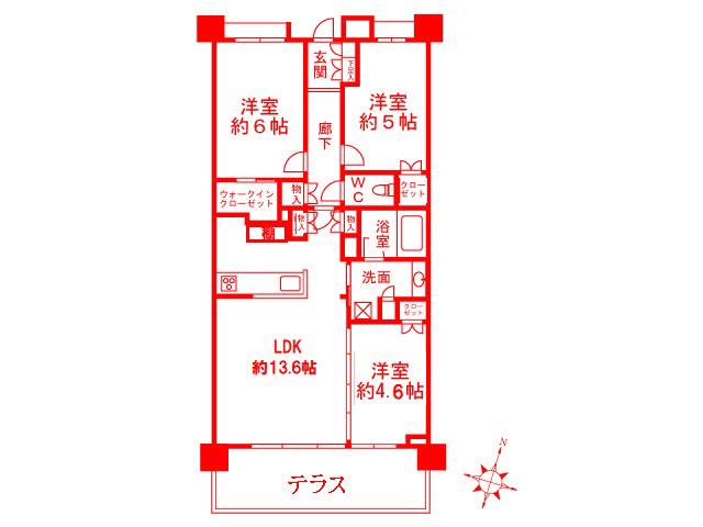 クリオ横浜杉田(3LDK/4階)の間取り写真