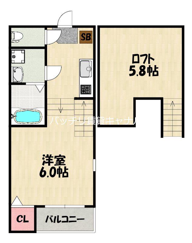 MAISON DE AMBER 井尻(1K/2階)の間取り写真
