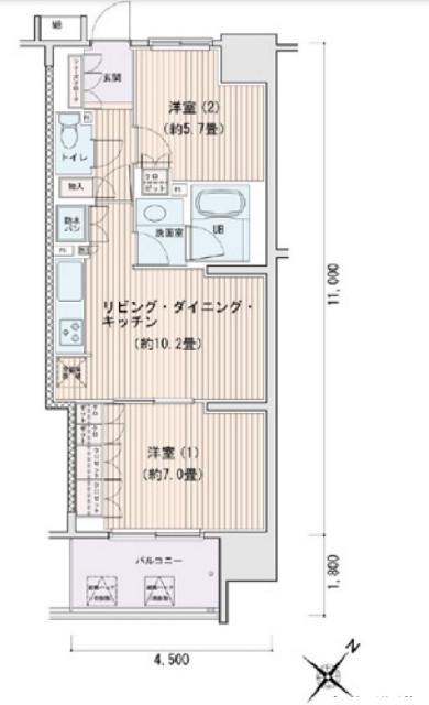 エスティメゾン豊洲(2LDK/10階)の間取り写真