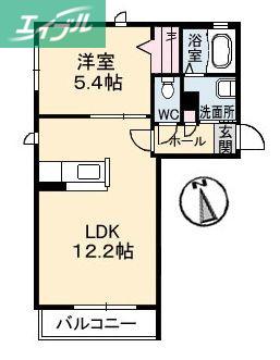 シンフォニア(1LDK/2階)の間取り写真