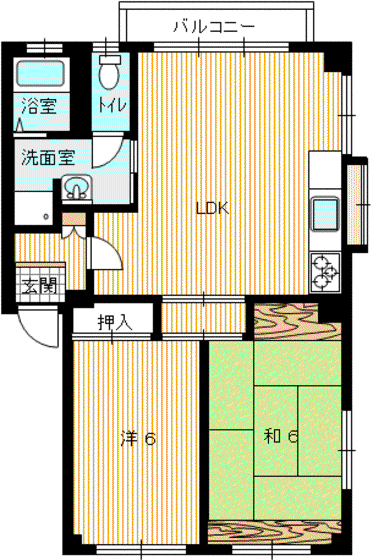 石が口ハイツ(2LDK/2階)の間取り写真