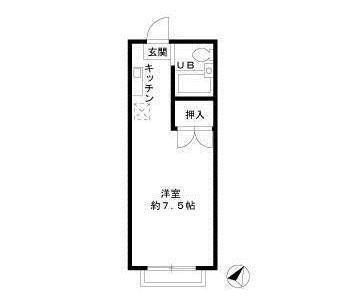 大久保ロイヤルコーポ(1K/2階)の間取り写真