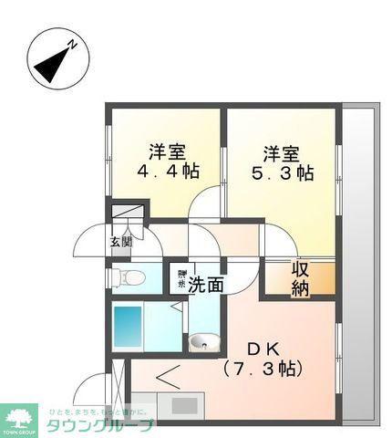 サンビレッヂI(2DK/2階)の間取り写真