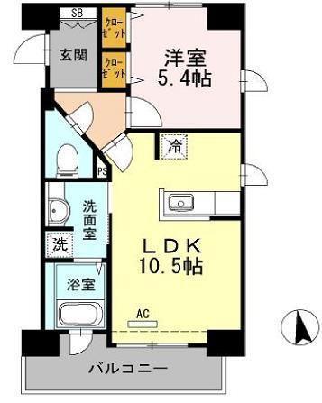HALEAKALA岡本(1LDK/6階)の間取り写真