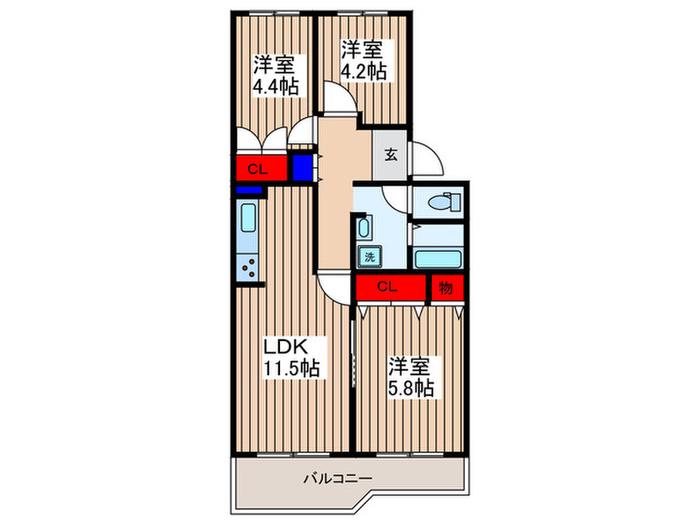 グランメール西川口(3LDK/2階)の間取り写真