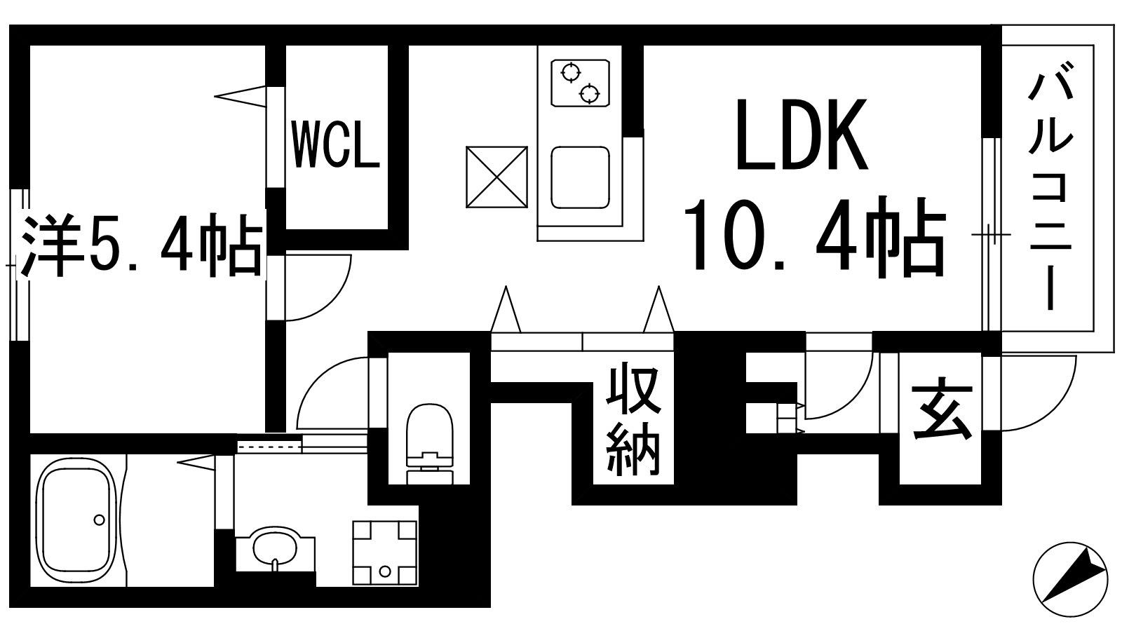 フォレスト宝塚2(1LDK/1階)の間取り写真