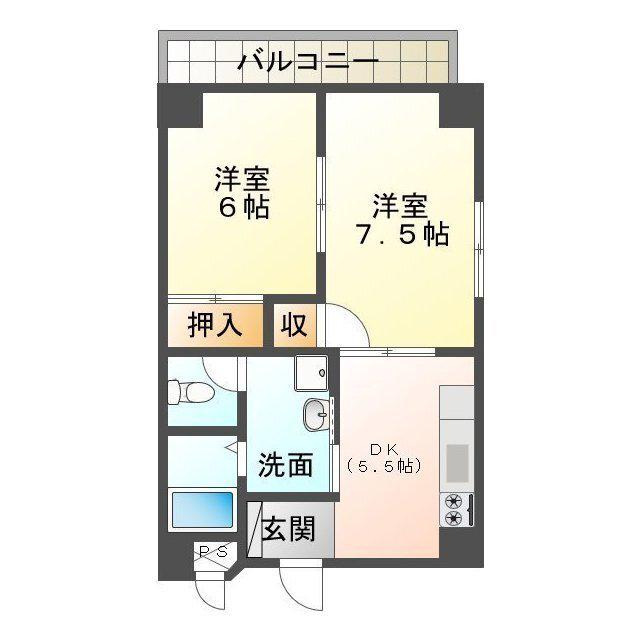 白山マンション(2DK/2階)の間取り写真