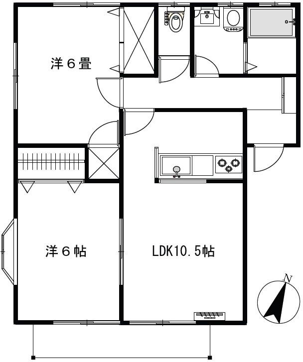 ソレイユ(2LDK/2階)の間取り写真