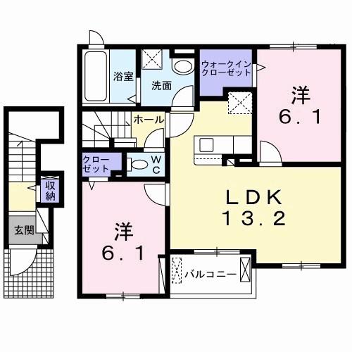 メゾン マリーゴールド(2LDK/2階)の間取り写真
