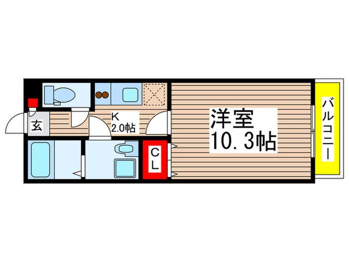 アムール DU MONDEII(1K/2階)の間取り写真