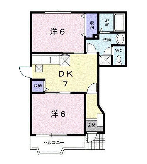 ソレアードA(2DK/1階)の間取り写真