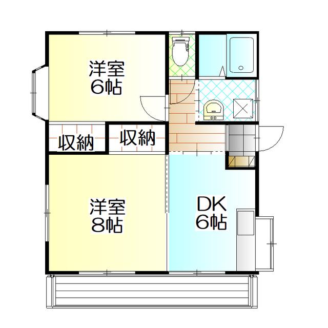 石川コーポ 2号棟(2DK/1階)の間取り写真
