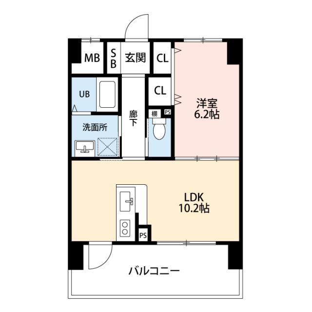 セジュール小牧(1LDK/4階)の間取り写真