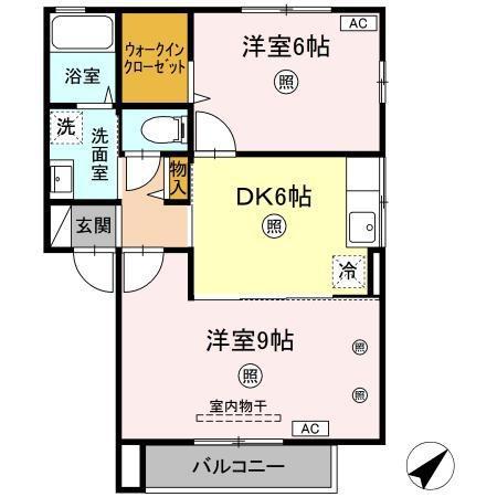 ウィング ヴューA(2DK/2階)の間取り写真