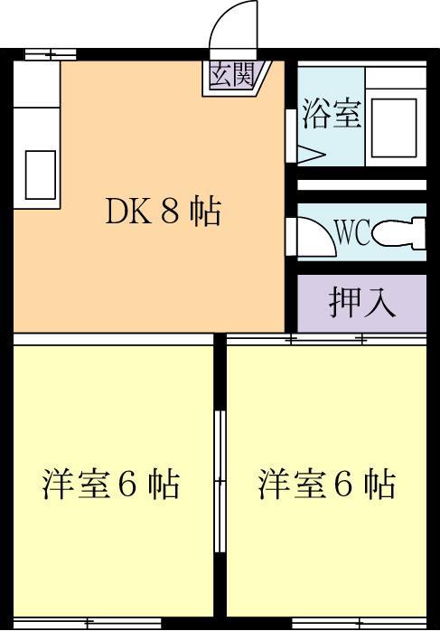 グリーンハイツ(2DK/2階)の間取り写真